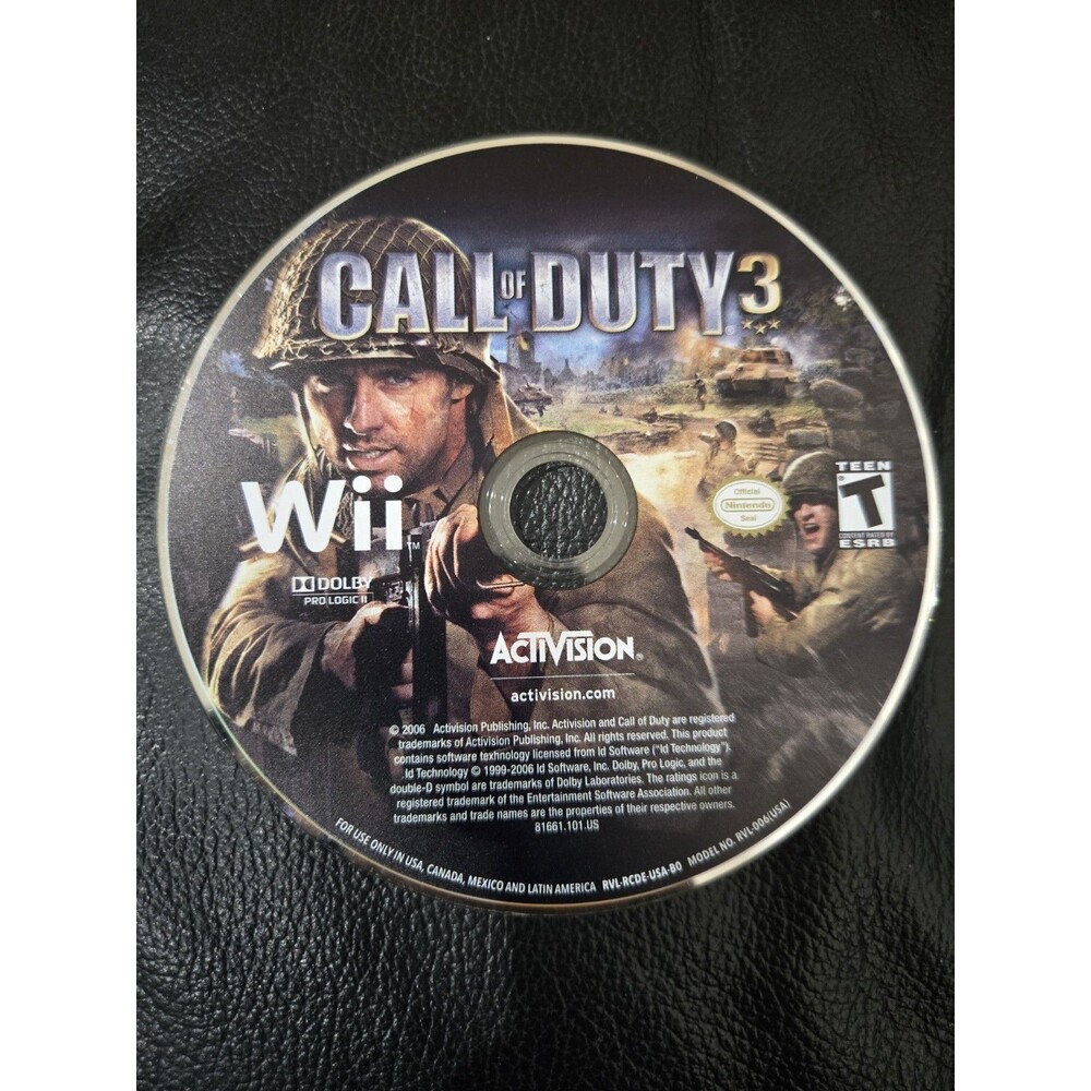 Call Of Duty 3 Nintendo Wii Video Game Tested - Disc Only